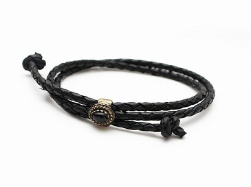 【VIVIFY 正規店】VIVIFY ビビファイ ブレスレット レザー ストーンOld Native Style Stone Setting Round Braid Bracelet/オニキス 受注生産