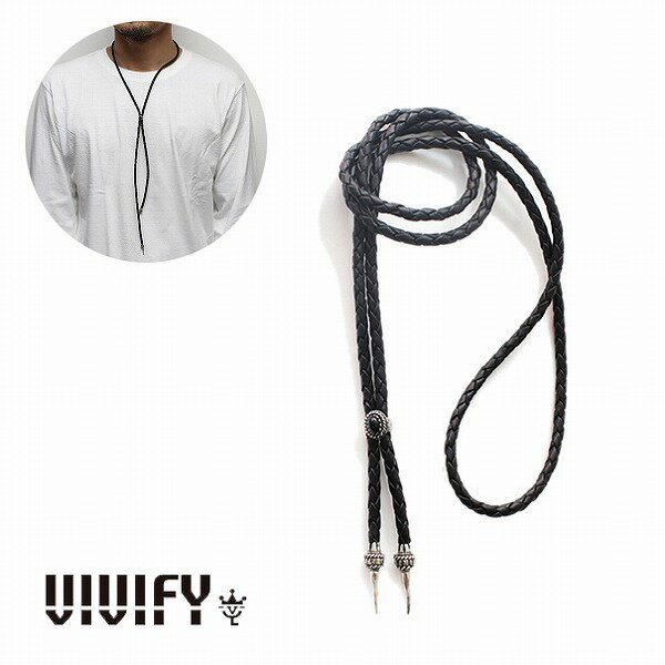 【VIVIFY 正規店】VIVIFY ビビファイ ネックレス レザー チョーカーOld Native Style Stone Setting Loop Tie/オニキス 受注生産 1