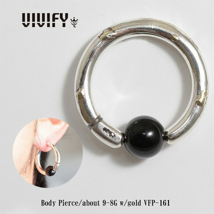 【VIVIFY 正規店】VIVIFY ビビファイ ボディピアス オニキス シルバーBody Pierce/about9〜8G w/gold 受注生産