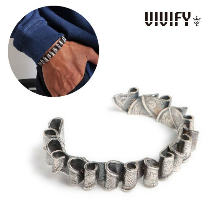 【VIVIFY 正規店】VIVIFY ビビファイ シルバー バングル ブレスレット 50 Sen Coins Half-Coin Wave Bangle