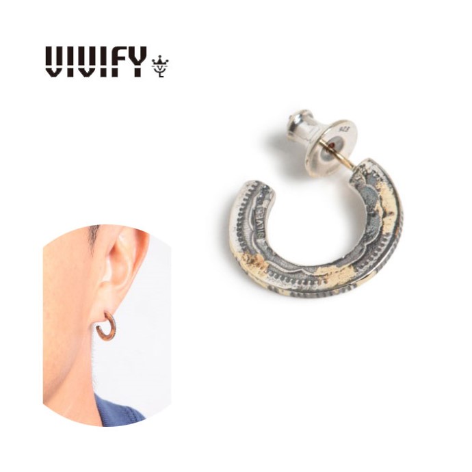 【VIVIFY 正規店】VIVIFY ビビファイ シルバー ピアス フープ K18gold post 50 Sen Coin Giza Edge Lin..