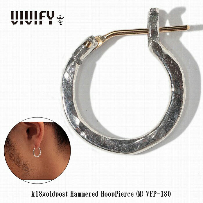 乐天商城 - 【送料無料】【VIVIFY 正規店】VIVIFY ビビファイ フープ ピアス シルバーK18goldpost Hammered Hoop Pierce（M）