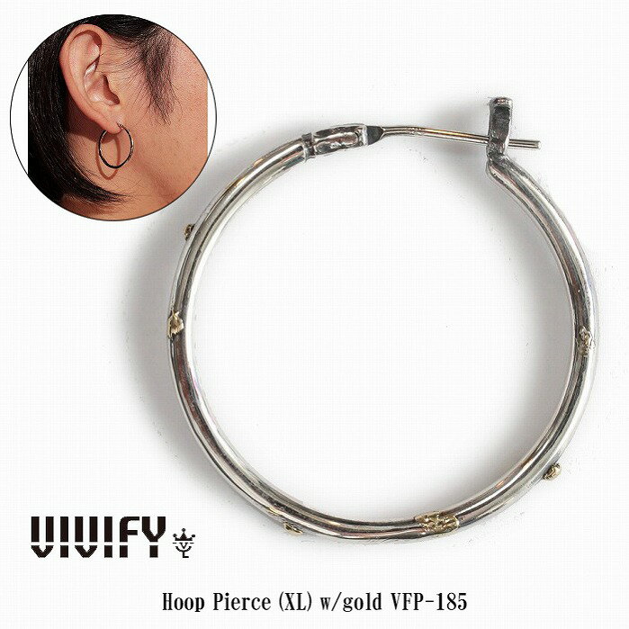 Rakuten - 【送料無料】【VIVIFY 正規店】VIVIFY ビビファイ フープ ピアス シルバーHoop Pierce（XL）w/gold