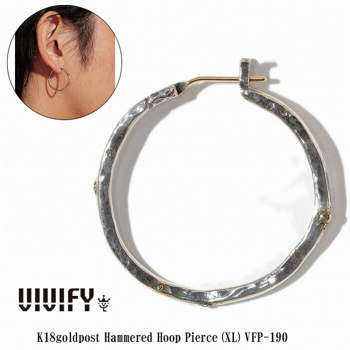 Rakuten - 【VIVIFY 正規店】VIVIFY ビビファイ フープ ピアス シルバーK18goldpost Hammered Hoop Pierce（XL）w/gold