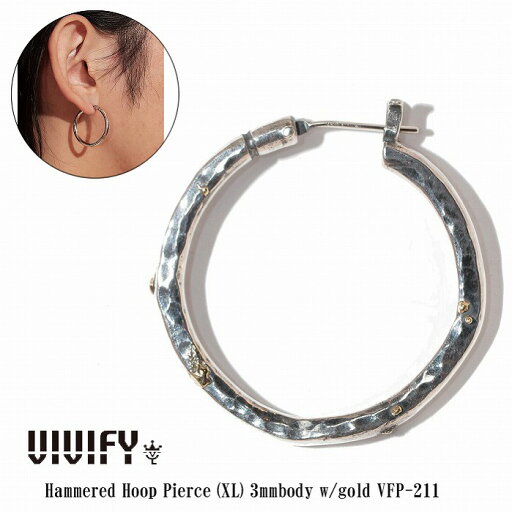 【送料無料】【VIVIFY 正規店】VIVIFY ビビファイ フープ ピアス シルバーHammered Hoop Pierce(XL) 3mm body w/gold 【送料無料】【VIVIFY 正規店】VIVIFY ビビファイ フープ ピアス シルバーHammered Hoop Pierce(XL) 3mm body w/gold