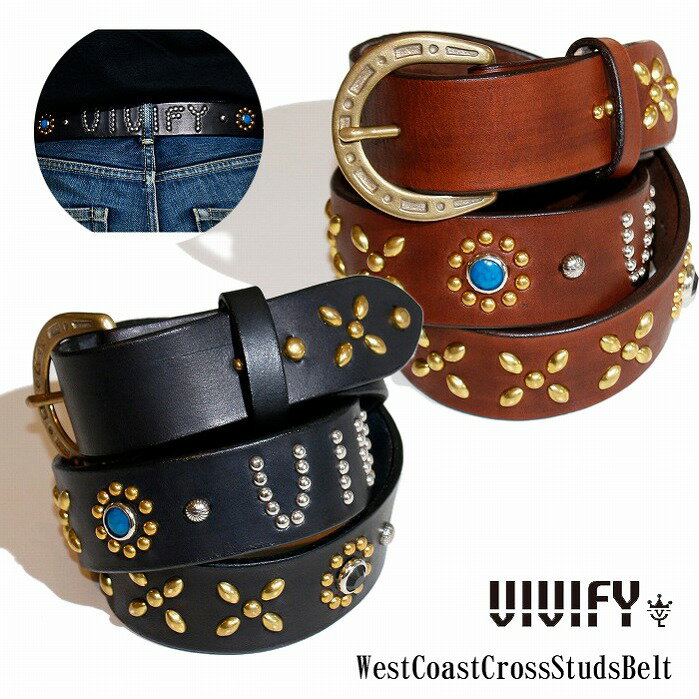 スタッズベルト ベルト（メンズ） 【VIVIFY 正規店】VIVIFY ビビファイ ベルト レザー 革 West Coast Cross Studs Belt