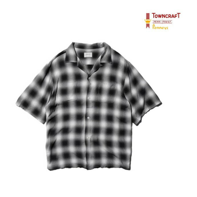 Rakuten - 【TOWNCRAFT 正規店】TOWNCRAFT タウンクラフト オンブレチェック 半袖シャツ レーヨン 60S OMBRE LOOP COLLAR S/S SHIRTS