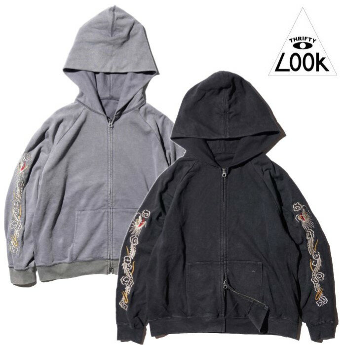 【THRIFTY LOOK 正規店】THRIFTY LOOK スリフティールック ジップアップパーカー ショートレングス VIET-NAM EMBROIDERY ZIP-UP PARKA