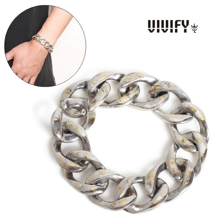 【VIVIFY 正規店】VIVIFY ビビファイ ブレスレット シルバー チェーン Seamless Huge Cavalry Chain Bracelet w/gold