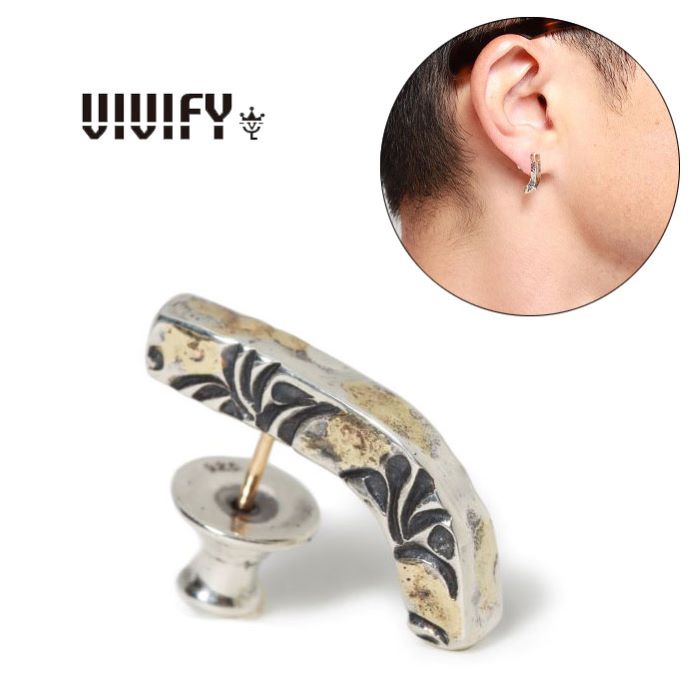 【VIVIFY 正規店】VIVIFY ビビファイ ピアス シルバー Side Arabesque Bent Bar Pierce w/gold