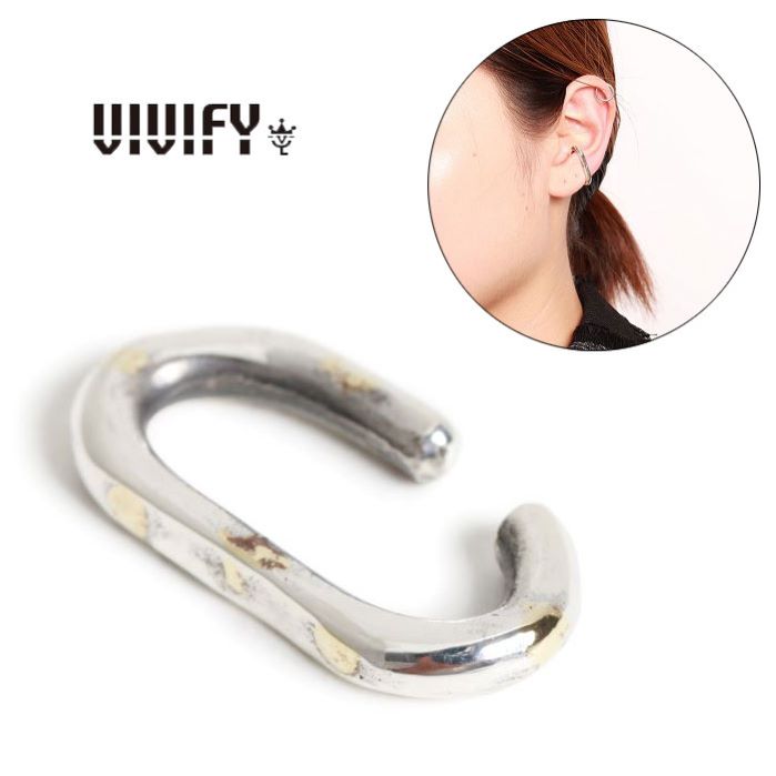 【VIVIFY 正規店】VIVIFY ビビファイ ピアス シルバー イヤーカフ Oval ear cuffs w/gold
