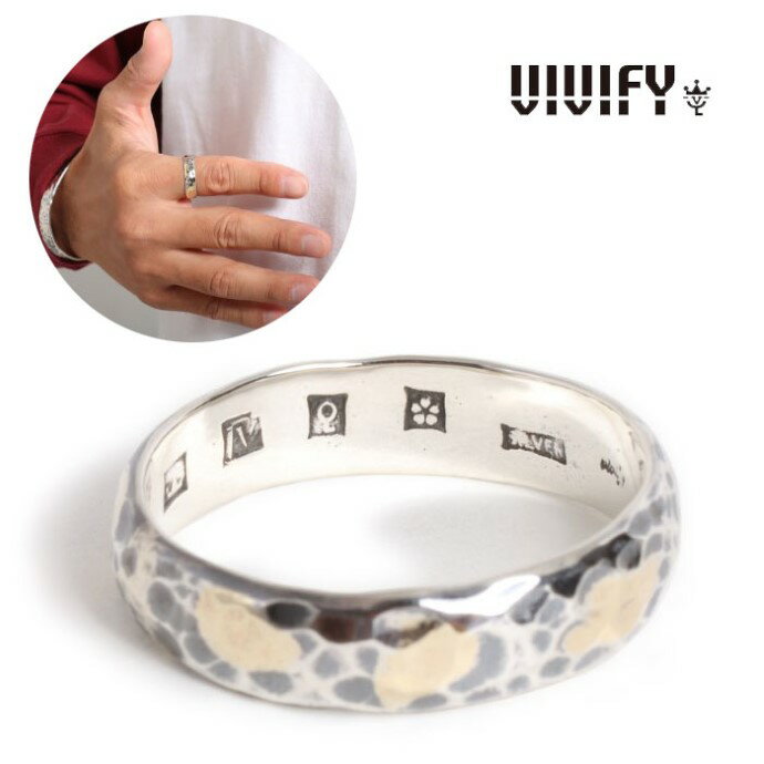 【VIVIFY 正規店】VIVIFY ビビファイ リング 指輪 シルバー Back Hallmarks Ring/Hammered finish/Round w/gold