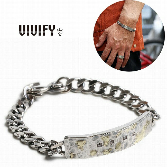 【VIVIFY 正規店】VIVIFY ビビファイ ブレスレット キヘイチェーン シルバー Hallmarks ID Bracelet/ Hammered Finish w/gold