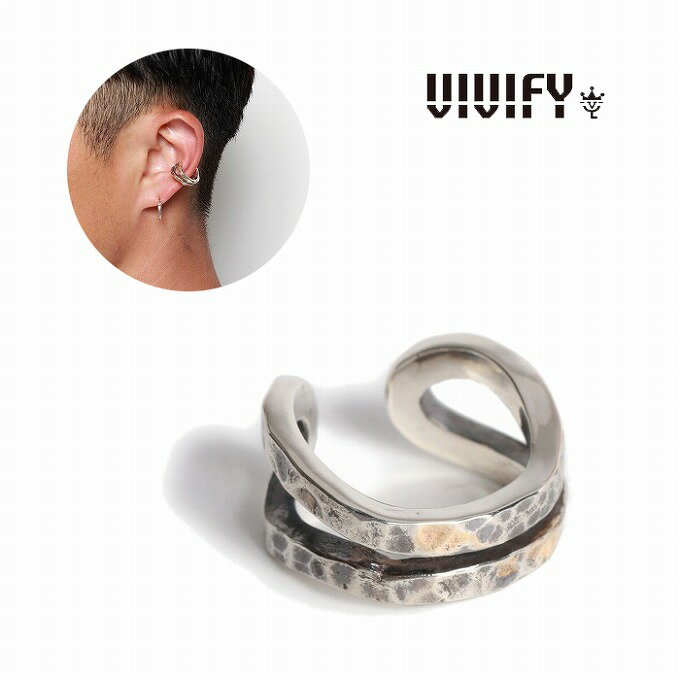 【送料無料】【VIVIFY 正規店】VIVIFY ビビファイ ピアス シルバー Loopin’ Ear cuff/ Hammered finish w/gold