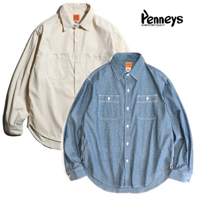 【PENNEY'S 正規店】PENNEY'S ぺニーズ PENNEY'S FOREMOST 長袖シャツ ワークシャツ 3本針巻ミシン W-P..