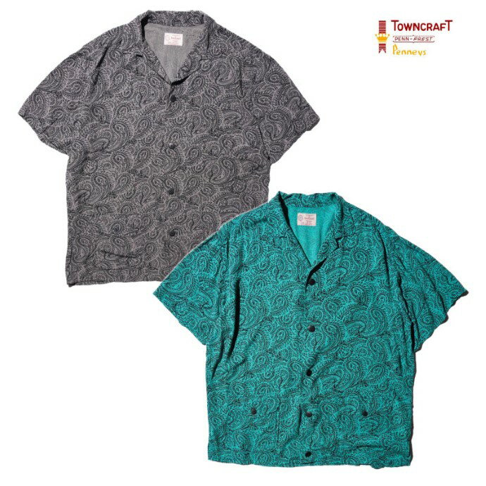 乐天商城 - 【TOWNCRAFT 正規店】TOWNCRAFT タウンクラフト ペイズリー レーヨンビーチシャツ PRINTED BEACH SHIRT
