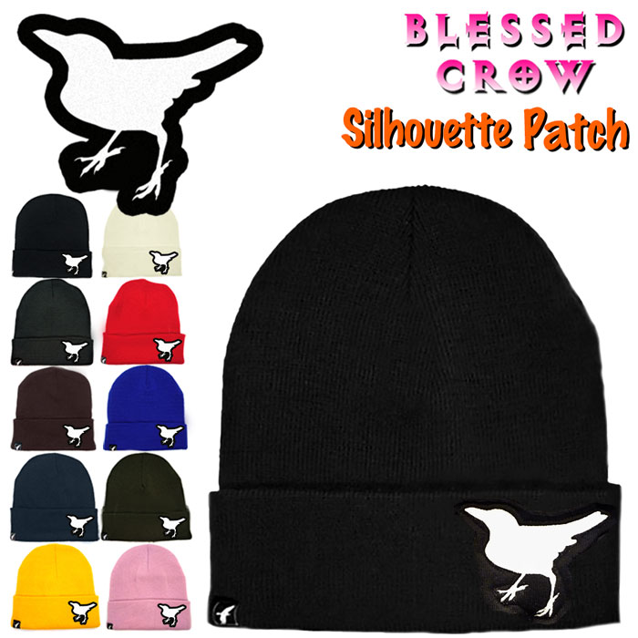 ニット帽（メンズ） ニット帽 メンズ BlessedCrow Silhouette Patch ビーニー ワンポイント ワッペン ブランド タグ付き メール便 送料無料