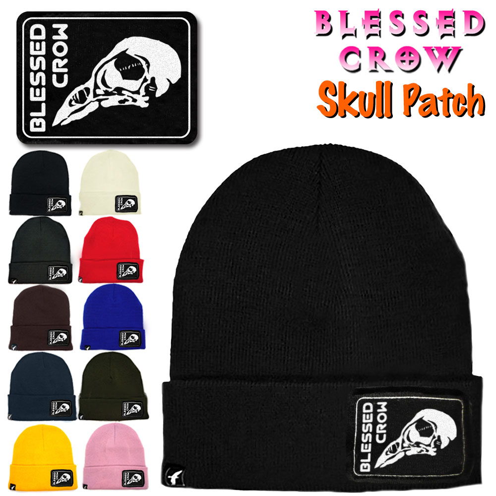 【全品P5倍 クーポン】BlessedCrow ニット帽 ワンポイント ワッペン Skull Patch ビーニー ブランド タグ