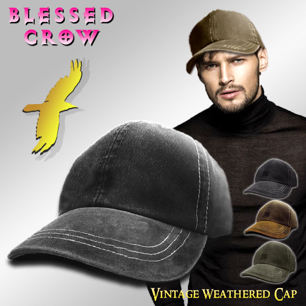 BlessedCrow VintageCap ライトスエード調 ブランド メンズ 帽子 春 夏 キャップ 大人目帽子 ローキャップ