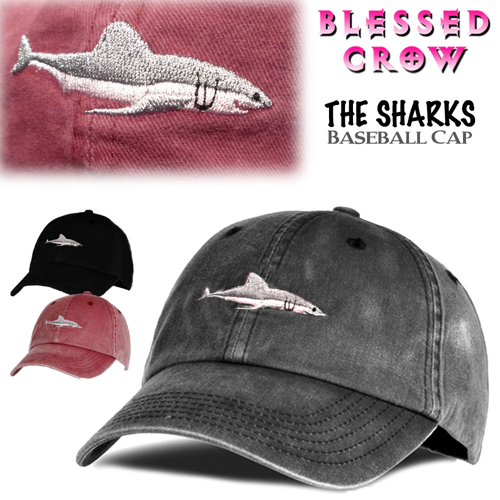 【全品P5倍&クーポン】TheSharks キャップ サメ ウォッシュ加工 ローキャップ メンズ レディース 帽子 春夏 オールシーズン 黒 グレー 赤 浅め キャップ 浅いキャップ 日よけ UV 紫外線対策