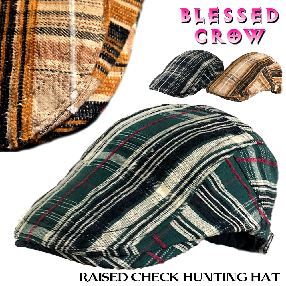 【店内P5倍中】立体起毛 RaisedCheck ハンチング 帽子 メンズ 秋冬 チェック