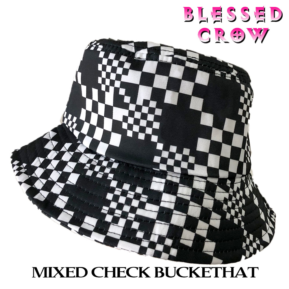 【全品P5倍&クーポン】MixedCheck バケットハット チェック 柄 帽子 レディース ハット バケハ モノトーン 春夏 オールシーズン