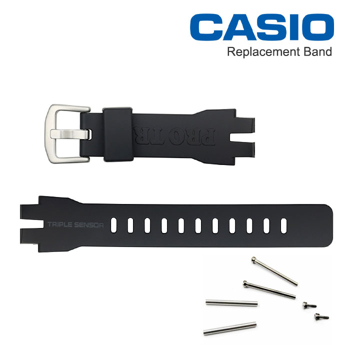 カシオ プロトレック純正ベルト PRG300-1A2/PRG-300-1A4 専用バンド ウレタン樹脂 ブラック +取付パー..