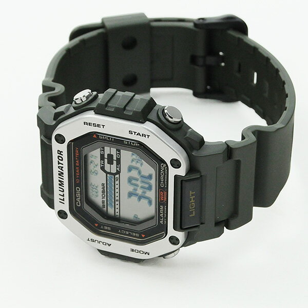 カシオ デジタル 腕時計 MWD-110H-3AJF 国内正規品 カシオコレクション スポーツ CASIO Collection SPORTS カーキグリーン オリーブ ダークグリーン アウトドア キャンプ 水仕事 作業用 押しやすいフロントライトボタン
