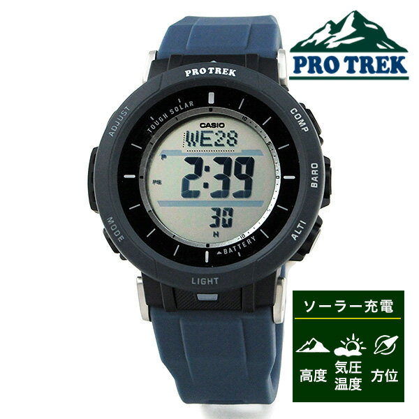 プロトレック カシオ 腕時計 CASIO PROTREK タフソーラー トリプルセンサー PRG-30-2JF 28,0 ブルー メンズウォッチ 小型軽量 ソーラー充電 2021年4月 トレッキング キャンパー 登山 キャンプ 釣り 女性にも使いやすいコンパクトサイズモデル