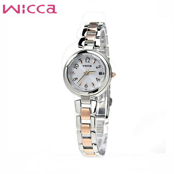 シチズン ウィッカ 腕時計（レディース） シチズン ウィッカ ソーラー電波 腕時計 レディース KS1-538-11 ときめくダイヤ CITIZEN wicca 時計 ホワイト 白 シルバー 銀 ピンクゴールド