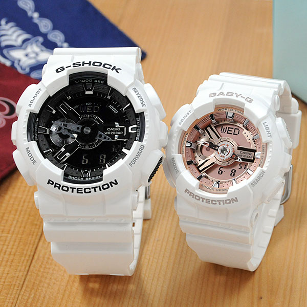 ペアウォッチ gショック GA-110GW-7AJF BA-110X-7A1JF G-SHOCK (33,0) 腕時計 ブランド ウォッチ ジーショック メンズ レディース ペア カップル おそろい gショック ペアウォッチ 人気 ペア 白 g－shock ペア 刻印