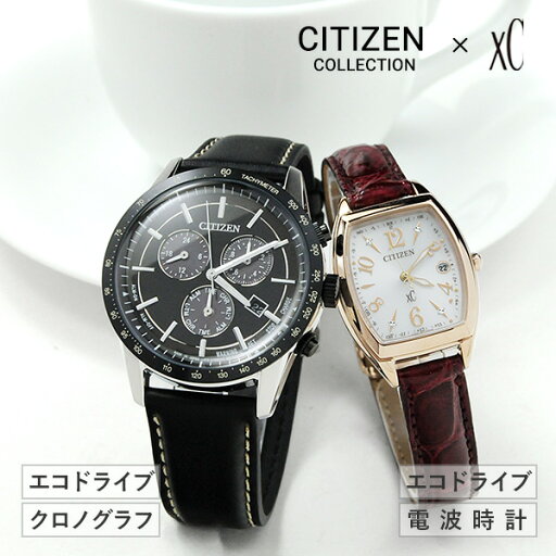ペアウォッチ 夫婦 30代 40代 50代 エコドライブ シチズン ペア腕時計 カップル ウォッチ 腕時計 ペア ブランド ソーラー充電 レザー BL5496-11E ES9394-56A 102,0 (女性用は電波時計です)