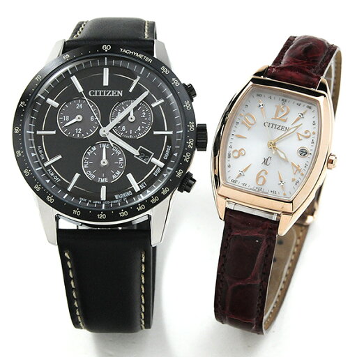 ペアウォッチ 夫婦 30代 40代 50代 エコドライブ シチズン ペア腕時計 カップル ウォッチ 腕時計 ペア ブランド ソーラー充電 レザー BL5496-11E ES9394-56A 102,0 (女性用は電波時計です)