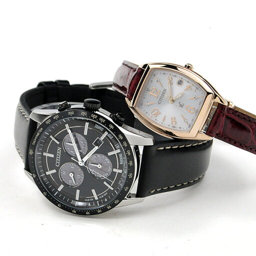 ペアウォッチ 夫婦 30代 40代 50代 エコドライブ シチズン ペア腕時計 カップル ウォッチ 腕時計 ペア ブランド ソーラー充電 レザー BL5496-11E ES9394-56A 102,0 (女性用は電波時計です)