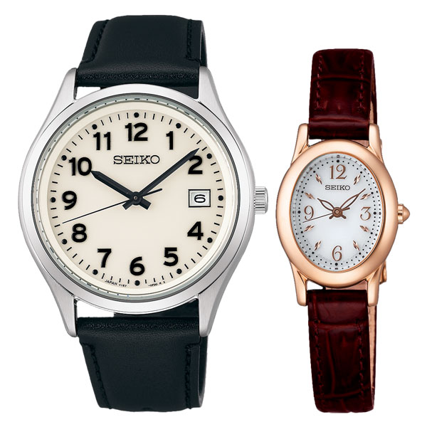 ペアウォッチ セイコー セレクション ソーラー 腕時計 レザーバンド SEIKO sbpx157-swfa148 [62,0] ペア カップル ウォッチ ブランド ギフト ペアギフト 夫婦 友人 40代 50代 60代 結婚記念日 記念日 結婚祝い