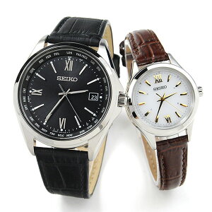 ペアウォッチ セイコー セレクション ソーラー電波時計 レザーバンド (Leather bk&wh) SEIKO SBTM297-SWFH115 83,0 皮革ベルトカップル ブランド 腕時計 結婚 記念日 お祝い 還暦 プレゼント 贈り物 ペアギフト 腕時計 電波ソーラー 革ベルト