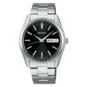 セイコーセレクション メンズ 腕時計 電池式クオーツ時計 SEIKO SBTH011 028 DAY DATE ブラック 10気圧防水 電池駆動 薄型 シンプル スタンダード 実用的 日付曜日示 カレンダー付 曜日は漢字表示可 らくらくアジャスト方式でバンド調整簡単
