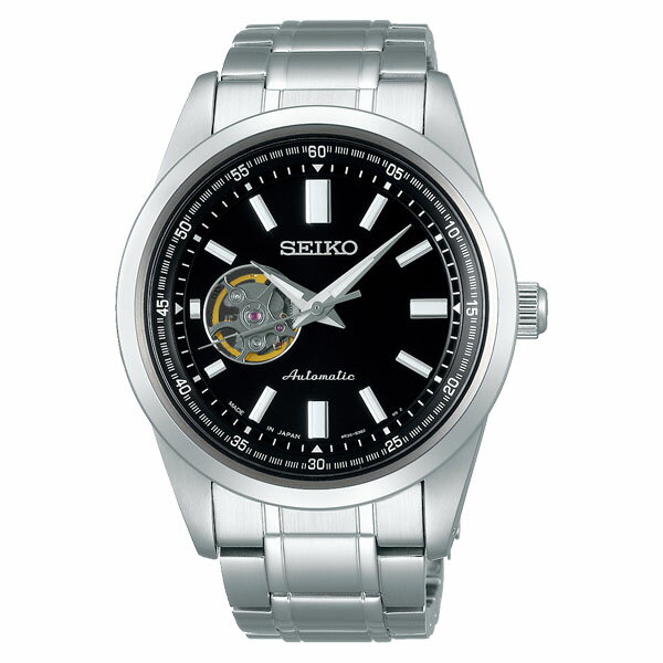 セイコー メンズ 腕時計 ブランド 日本製 メカニカル オープンハート SCVE053 SEIKO セイコーセレクション ブラック 時計 記念品 ギフト プレゼント 実用的[29,0]
