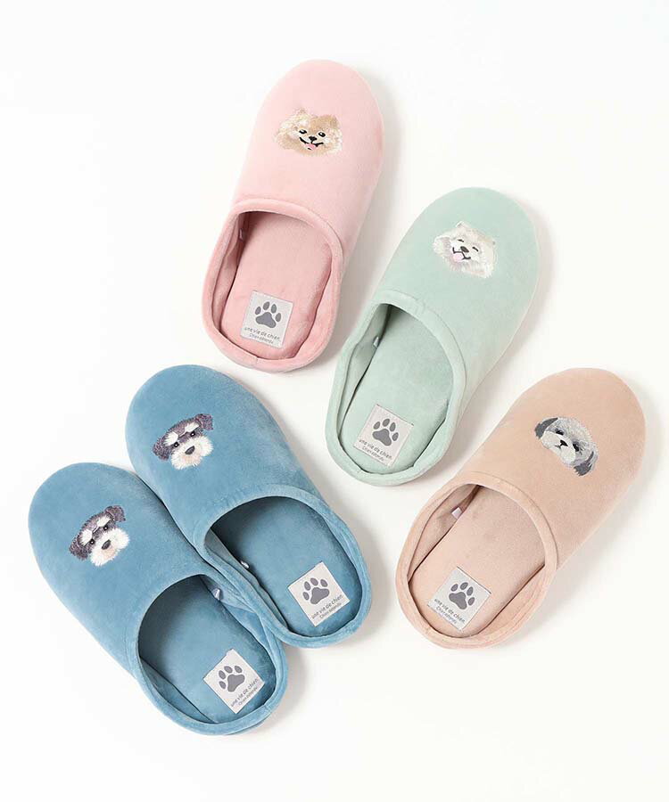 スリッパ ルームシューズ 室内履き 洗える レディース シュナウザー シーズー ポメラニアン サモエド ..