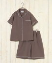 セール パジャマ レディース ルームウェア 半袖 部屋着 おしゃれ シンプル 半ズボン 短パン 襟付き ギフト プレゼント 前開きパイピング半袖パジャマ ブルーブルーエ bleubleuet