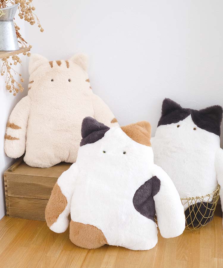 【送料無料対象商品】クッション 湯たんぽ 発熱シート USB電源 温度調節 ケース カバー 繰り返し使える ぬいぐるみ 猫 ねこ ハチワレ ミケ トラ グッズ かわいい インテリア ネコティUSBウォームクッション ブルーブルーエ bleubleuet