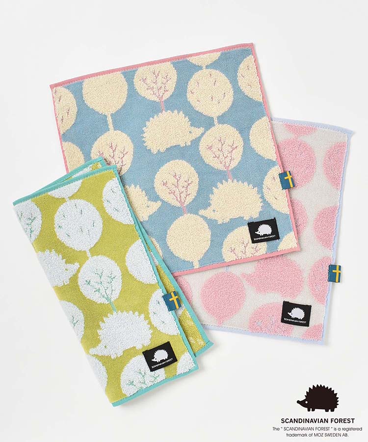 【メール便対応】SCANDINAVIAN FOREST ハンカチ レディース おしゃれ ハンドタオル 綿 ハリネズミ お配り プレゼント スカンジナビアンフォレストスプリングミニタオル ブルーブルーエ bleubleuet