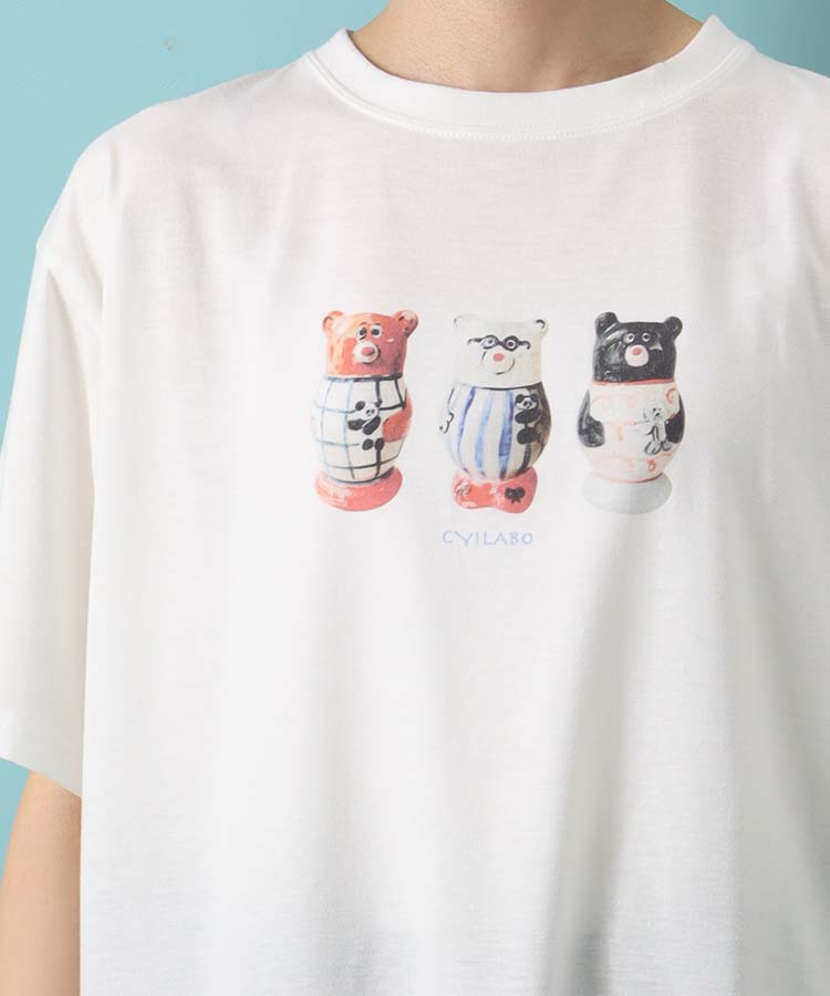 セール CYILABO チイラボ グッズ Tシャツ トップス カットソー レディース 半袖 おしゃれ ワンポイント くま 猫 動物 アニマル ギフト プレゼント CYILABOプリントTシャツ ブルーブルーエ bleubleuet bleubleuet-10000752 Bleu Bleuet ブルーブルーエ サンプル画像3