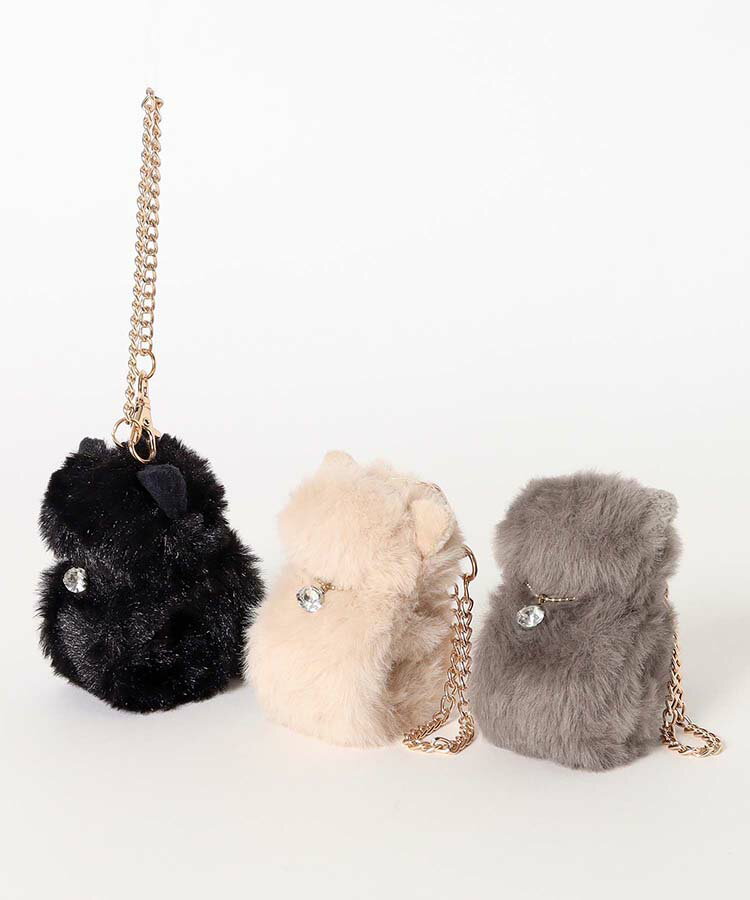 グローブホルダー ファー 猫 レディース 手袋ホルダー バッグチャーム ねこ ネコ グッズ おしゃれ かわいい ふわふわ 便利 持ち歩き 失くさない ギフト プレゼント ゴールド ブラック 黒 ナチュラル ベージュ グレー nekofurグローブホルダー ブルーブルーエ bleubleuet