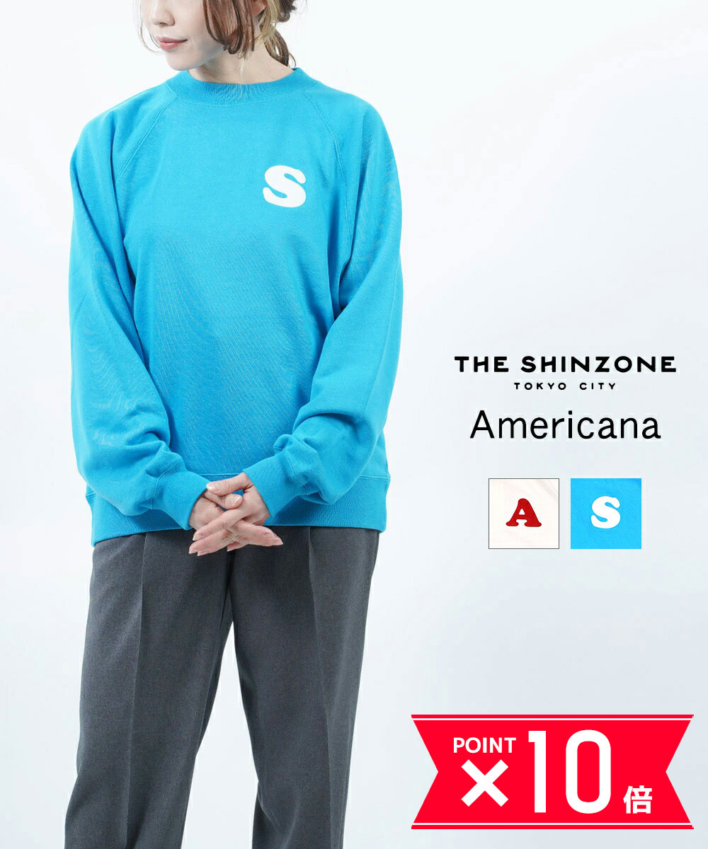 【P10倍＋LINE追加で500円OFF】ザ シンゾーン スウェット THE SHINZONE ×AMERICANA コラボ ホワイト ブ..