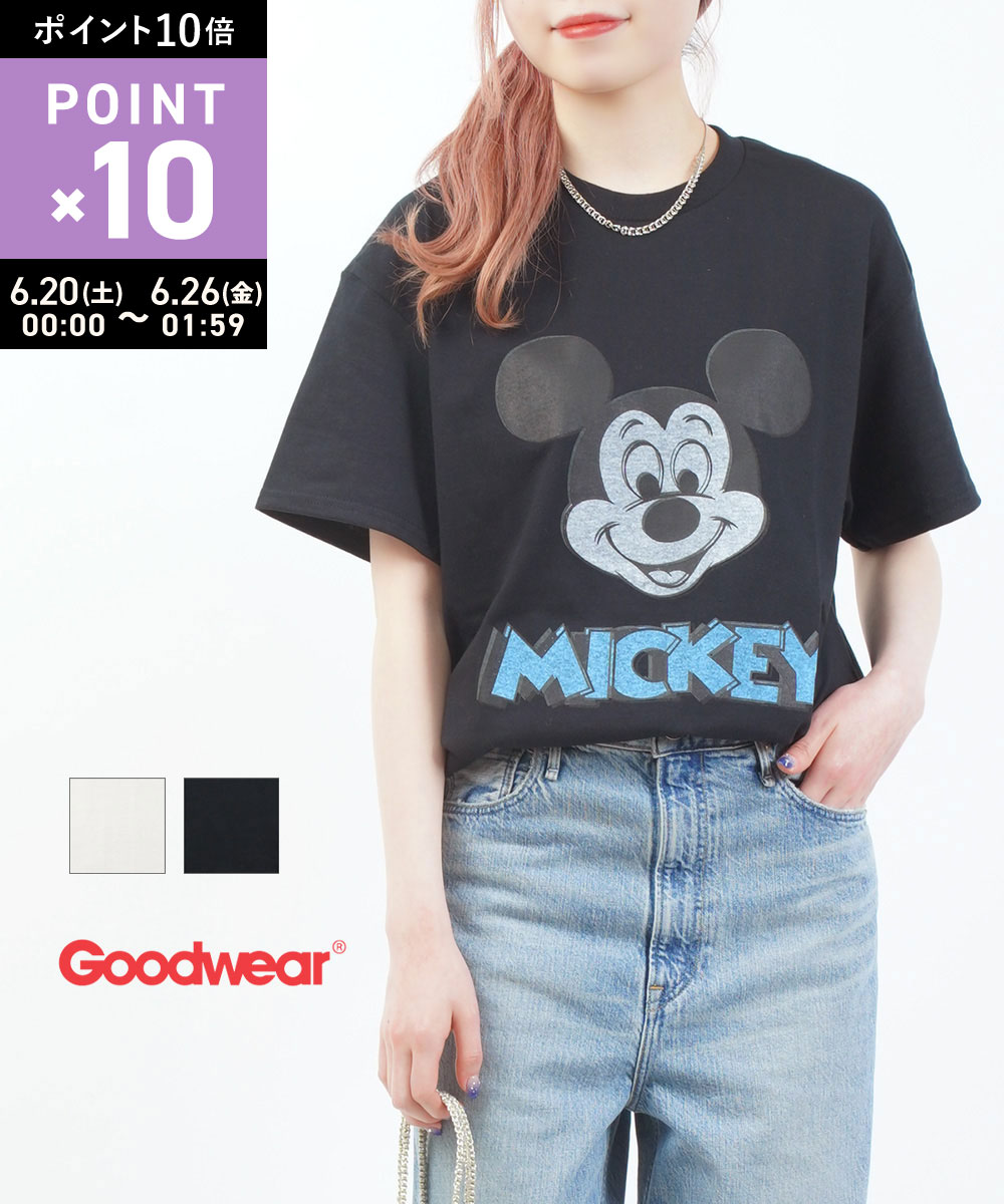 Rakuten - 【6/20限定10%クーポン&ポイント10倍】グッドウェア GOODWEAR Tシャツ 半袖 トップス カットソー ミッキー ミッキーマウス ディズニー ゆったり 大人 カジュアル・GDW-LCS-251602-3682501(メール便可能商品)[M便 5/5](レディース)