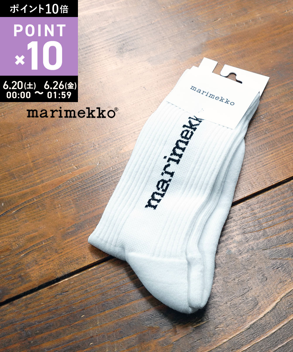 【6/25限定10%クーポン&ポイント10倍】【LINEクーポン有】マリメッコ marimekko 靴下 ソックス クルーソックス クルー丈 リブ ロゴ 白 ホワイト おしゃれ カジュアル・52229190983-0062202(メール便可能商品)[M便 2/5](レディース)