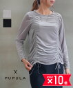 【ポイント10倍】ププラ PUPULA カットソー ロンT 長袖 Tシャツ プルオーバー トップス ベロア 薄手 シアー クルーネック シャーリング インナー ...