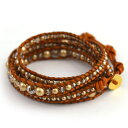 【50%OFF】チャン ルー CHAN LUU ヴィンテージゴールドパールミックス ブラウン レザー ラップ 5連 ブレスレット outlet ・C141208-3131401(レディース)(1F-W)(アクセサリー)
