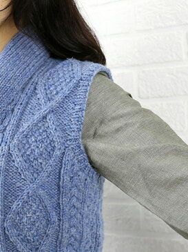 【クーポン利用で30%OFF】【アテナデザイン Athena Designs】ウール トグルボタン付き アイリッシュハンドニット ベスト・4ad48-0661402【レディース】【◎】